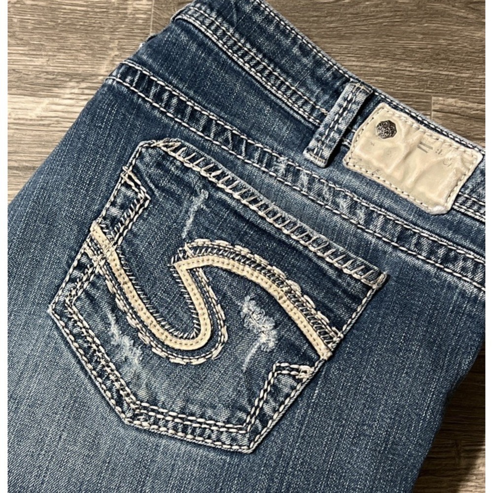 Silver Jeans Women's‎ Aiko Baby Boot Mid Rise Distressed Jeans SZ 22/31 (42x30)